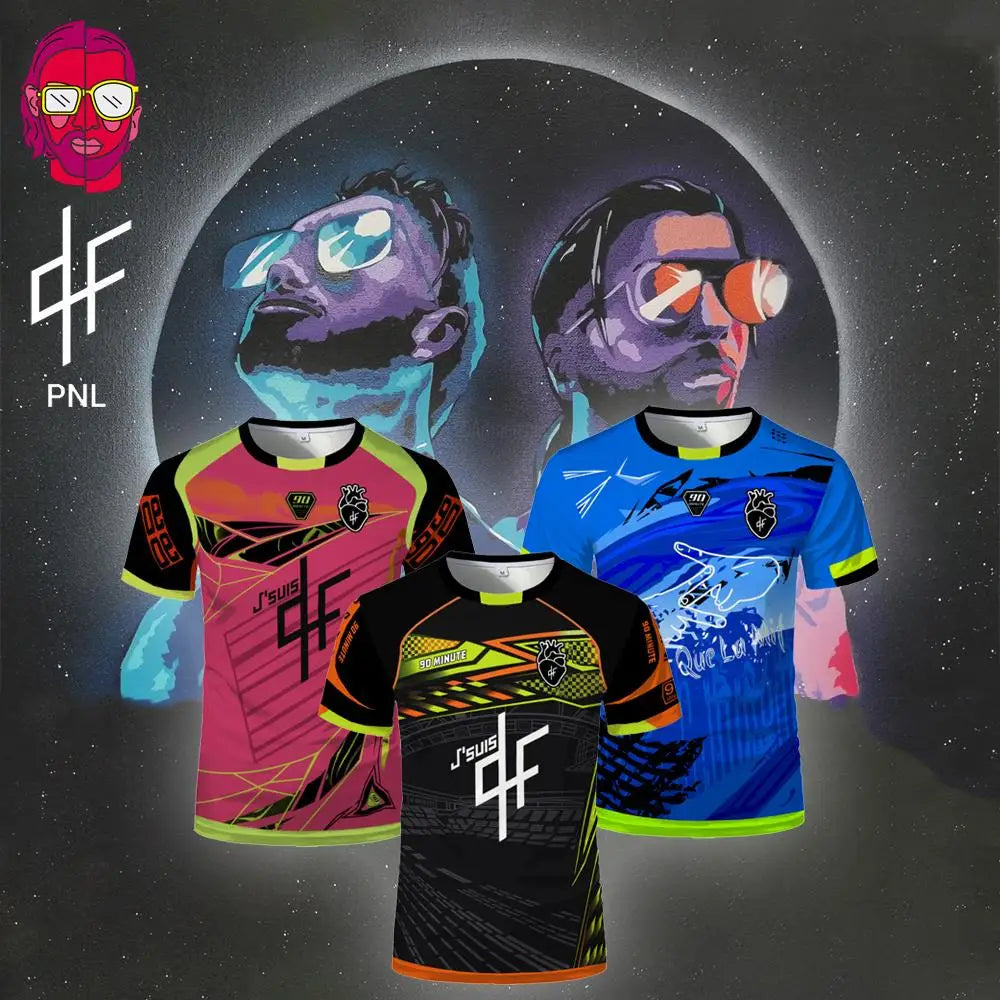 PNL Maillots 90Minute Jersey Printed Breathable Football Training T-shirt Men's And Women's Trendy Short-sleeved Crew Neck Tees